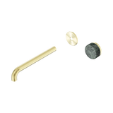 Nero Serenity Progressive Wall Basin Mixer 220Mm Spout Brushed Gold - Verde Alpi Handle Trim Kit Only