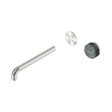 Nero Serenity Progressive Wall Basin Mixer 220Mm Spout Brushed Nickel - Verde Alpi Handle Trim Kit Only