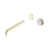 Nero Serenity Progressive Wall Basin Mixer 220Mm Spout Brushed Gold - Rome Travertine Handle Trim Kit Only