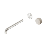 Nero Serenity Progressive Wall Basin Mixer 220Mm Spout - Brushed Nickel Rome Travertine Handle Trim Kit Only