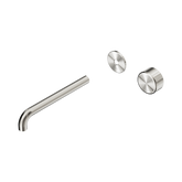 Nero Serenity Progressive Wall Basin Mixer 220Mm Spout Brushed Nickel - Metal Handle Trim Kit Only