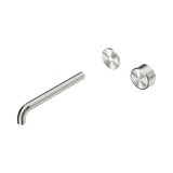 Nero Serenity Progressive Wall Basin Mixer 220Mm Spout Brushed Nickel - Metal Handle Trim Kit Only