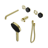 Nero Serenity Progressive Shower System - Spout Brushed Gold Marquina Black Handle & Serenity Hand Shower Trim Kit