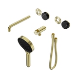 Nero Serenity Progressive Shower System - Spout Brushed Gold Marquina Black Handle & Serenity Hand Shower Trim Kit