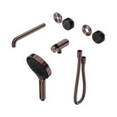 Nero Serenity Progressive Shower System - Spout Brushed Bronze Marquina Black Handle & Serenity Hand Shower Trim Kit