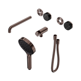Nero Serenity Progressive Shower System - Spout Brushed Bronze Marquina Black Handle & Serenity Hand Shower Trim Kit