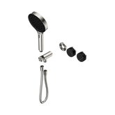Nero Serenity Progressive Shower System Brushed Nickel - Marquina Black Handle & Serenity Hand Shower Trim Kit Only