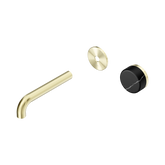 Nero Serenity Progressive Wall Basin Mixer 160Mm Spout Brushed Gold - Marquina Black Handle Trim Kit Only