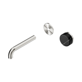 Nero Serenity Progressive Wall Basin Mixer 160Mm Spout - Brushed Nickel Marquina Black Handle Trim Kit Only
