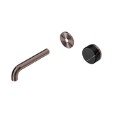 Nero Serenity Progressive Wall Basin Mixer 160Mm Spout - Brushed Bronze Marquina Black Handle Trim Kit Only