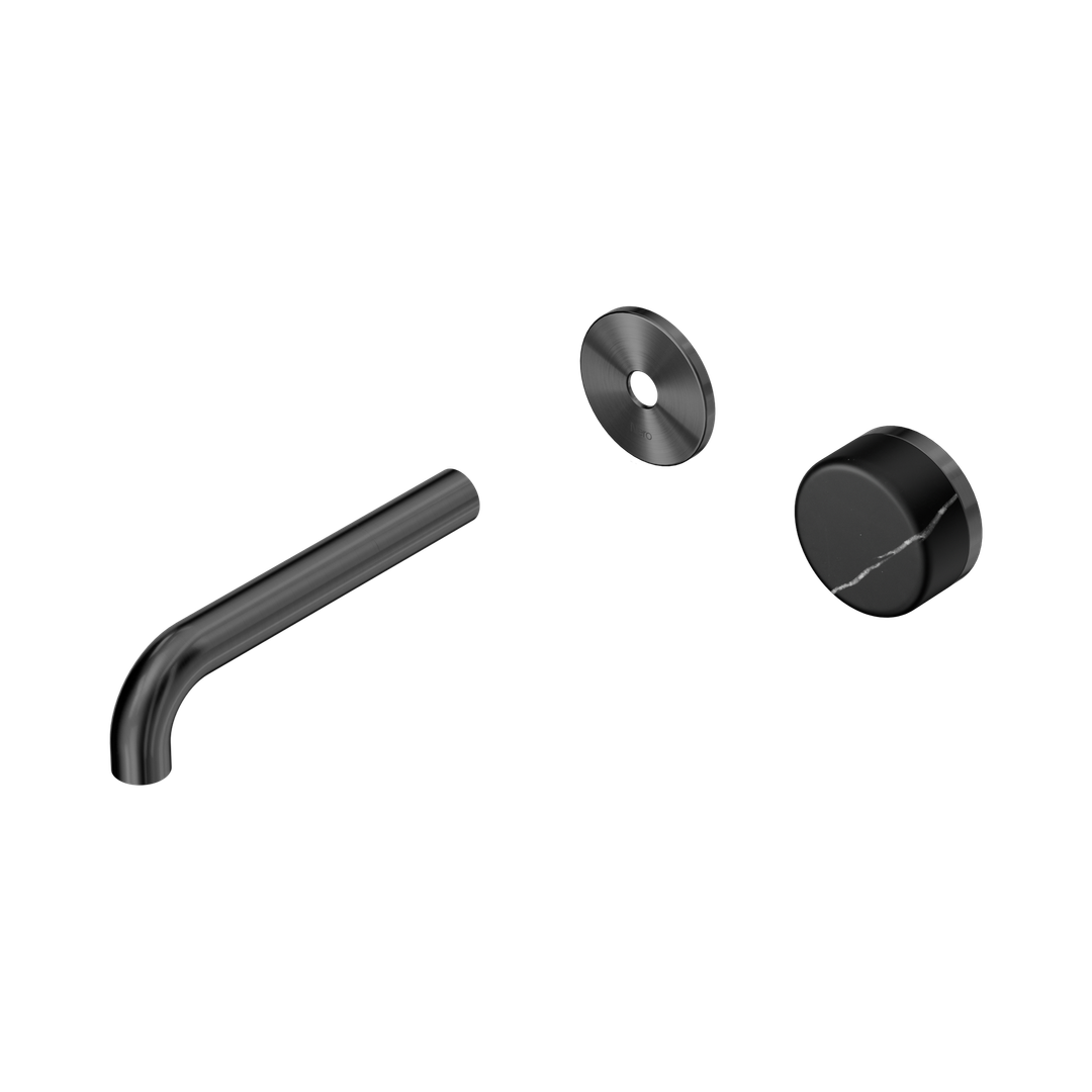 Nero Serenity Wall Basin Mixer 160mm Spout With Marquina Black Handle Trim Kit Only - Gun Metal