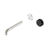 Nero Serenity Progressive Wall Basin Mixer 185Mm Spout - Brushed Nickel Marquina Black Handle Trim Kit Only
