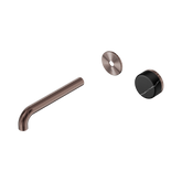 Nero Serenity Progressive Wall Basin Mixer 185Mm Spout - Brushed Bronze Marquina Black Handle Trim Kit Only