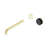 Nero Serenity Progressive Wall Basin Mixer 220Mm Spout Brushed Gold - Marquina Black Handle Trim Kit Only