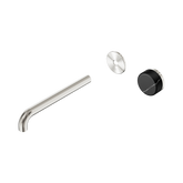 Nero Serenity Progressive Wall Basin Mixer 220Mm Spout - Brushed Nickel Marquina Black Handle Trim Kit Only