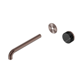 Nero Serenity Progressive Wall Basin Mixer 220Mm Spout Brushed Bronze - Marquina Black Handle Trim Kit Only