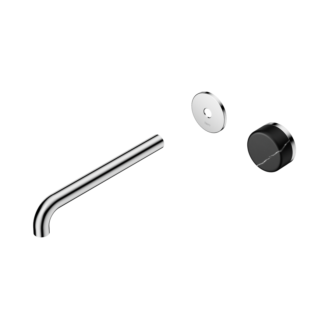 Nero Serenity Wall Basin Mixer 220mm Spout With Marquina Black Handle Trim Kit Only - Chrome
