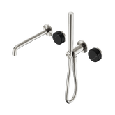 Nero Serenity Progressive Shower System - Spout Brushed Nickel - Marquina Black Handle & Slim Shower