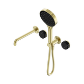 Nero Serenity Progressive Shower System - Spout Brushed Gold Marquina Black Handle & Serenity Hand Shower