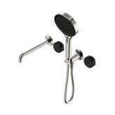 Nero Serenity Progressive Shower System - Spout Brushed Nickel Marquina Black Handle & Serenity Hand Shower