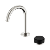 Nero Serenity Progressive Basin Mixer Arc Spout Brushed Nickel - Marquina Black Handle