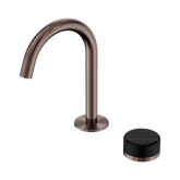 Nero Serenity Progressive Basin Mixer Arc Spout Brushed Bronze - Marquina Black Handle