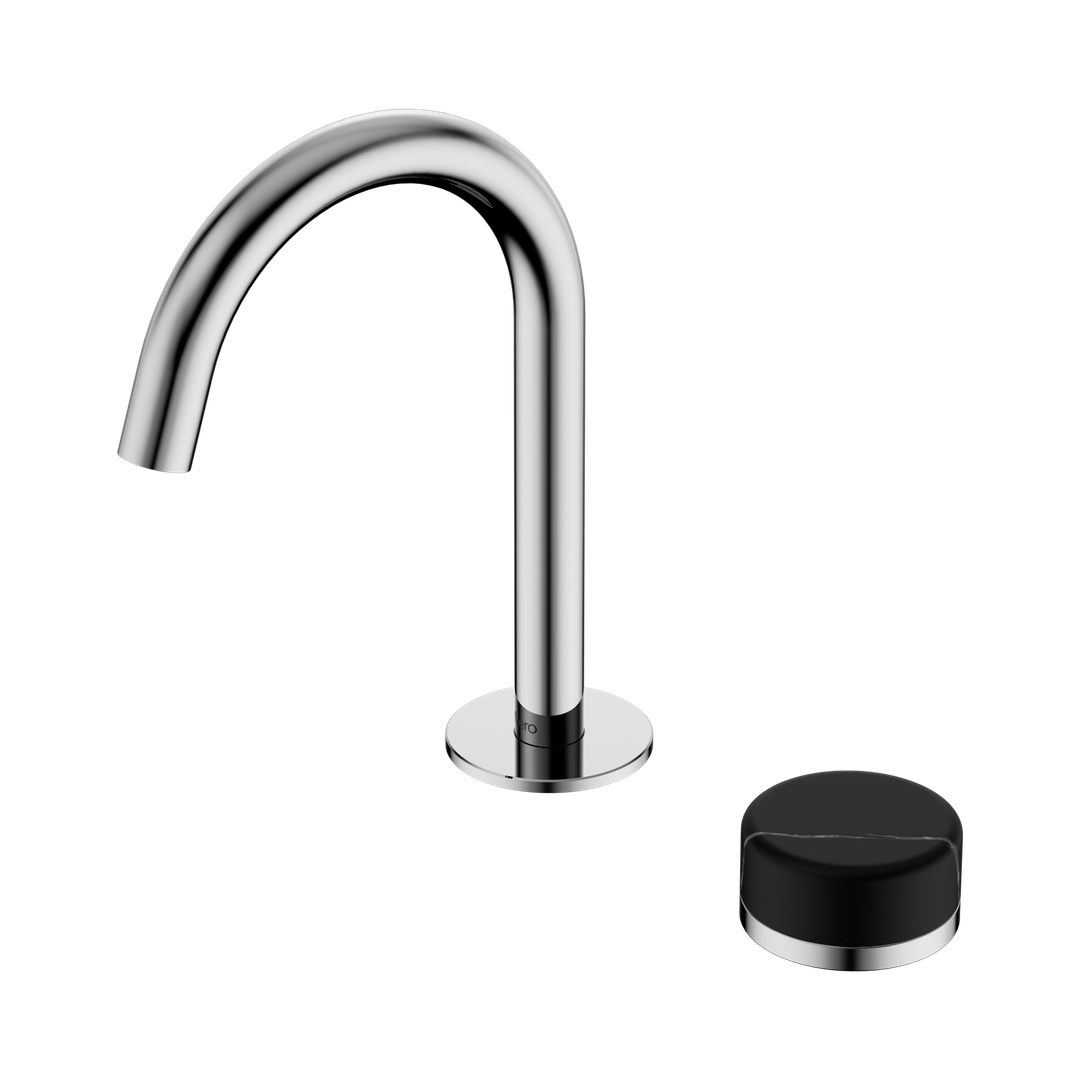 Nero Serenity Progressive Basin Mixer Arc Spout With Marquina Black Handle - Chrome