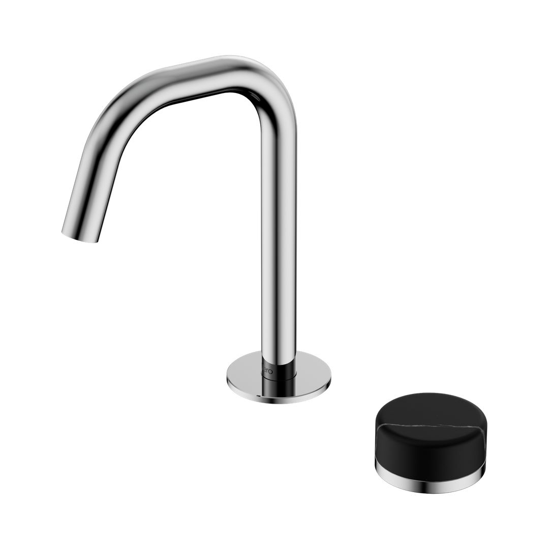 Nero Serenity Progressive Basin Mixer Edge Spout With Marquina Black Handle - Chrome