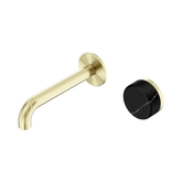 Serenity Progressive Wall Basin Nero Mixer 160mm Spout With Marquina Black Handle - Brushed Gold