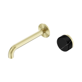 Serenity Progressive Wall Basin Nero Mixer 185mm Spout With Marquina Black Handle - Brushed Gold