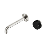 Serenity Wall Basin Nero Mixer 185mm Spout With Marquina Black Handle - Brushed Nickel