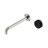 Serenity Wall Basin Nero Mixer 220mm Spout With Marquina Black Handle - Brushed Nickel