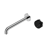 Serenity Progressive Wall Basin Nero Mixer 220mm Spout With Marquina Black Handle - Chrome