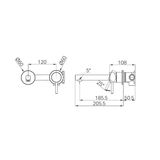 Nero Dolce II Wall Basin/Bath Mixer Separate Back Plate - Chrome