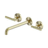 Nero Mecca Lever Wall Basin/Bath Set 220Mm Spout - Brushed Gold