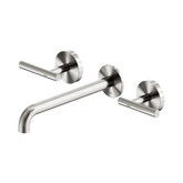 Nero Mecca Lever Wall Basin/Bath Set 220Mm Spout - Brushed Nickel