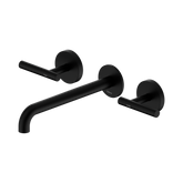 Nero Mecca Lever Wall Basin/Bath Set 220Mm Spout - Matte Black