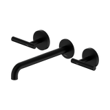 Nero Mecca Lever Wall Basin/Bath Set 220Mm Spout - Matte Black