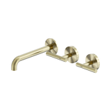 Nero Mecca Lever Wall Basin/Bath Set 185Mm Offset Spout - Brushed Gold