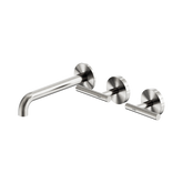 Nero Mecca Lever Wall Basin/Bath Set 185Mm Offset Spout - Brushed Nickel