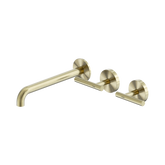 Nero Mecca Lever Wall Basin/Bath Set 220Mm Offset Spout - Brushed Gold