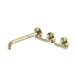 Nero Mecca Lever Wall Basin/Bath Set 220Mm Offset Spout - Brushed Gold