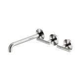 Nero Mecca Lever Wall Basin/Bath Set 220Mm Offset Spout - Brushed Nickel