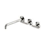 Nero Mecca Lever Wall Basin/Bath Set 220Mm Offset Spout - Brushed Nickel