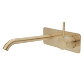 Kaya Up Basin/Bath Wall Fienza Mixer Set 200mm Outlet Set Rectangular Plate - Urban Brass/Urban Brass