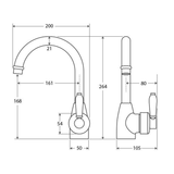 Eleanor Gooseneck Basin Fienza Mixer - Chrome/White