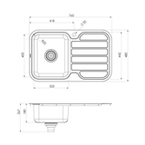 1000 Series Single L/H Bowl Phoenix Sink W/-Drainer W/-Hole
