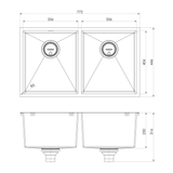 4000 Series Double Bowl Under / Over Phoenix Sink - Brushed Black