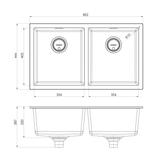 Double Bowl Phoenix 5000 Series Under/Over Sink - Matte Black