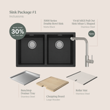 Phoenix Sink Package 1 - Matte Black Sink & Stainless Steel Mixer